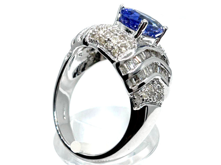 3.14ct Tanzanite & Diamond Ring in 14K White Gold