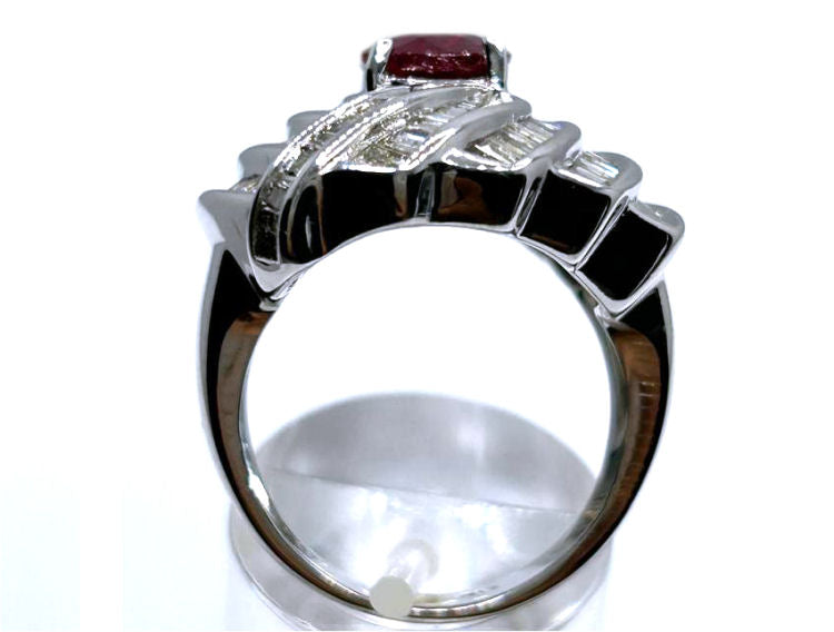 4.29ct Ruby and Diamond Set in 14K White Gold Ring