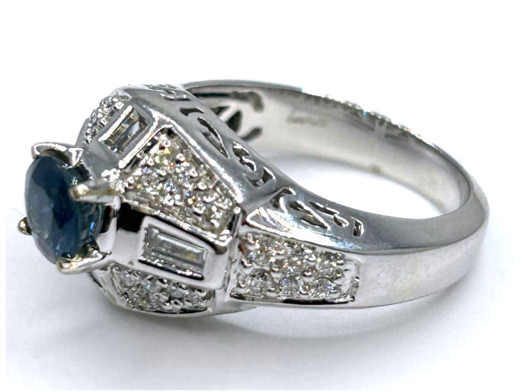 1.91ct Ceylon Sapphire & Diamond Ring in 18K White Gold