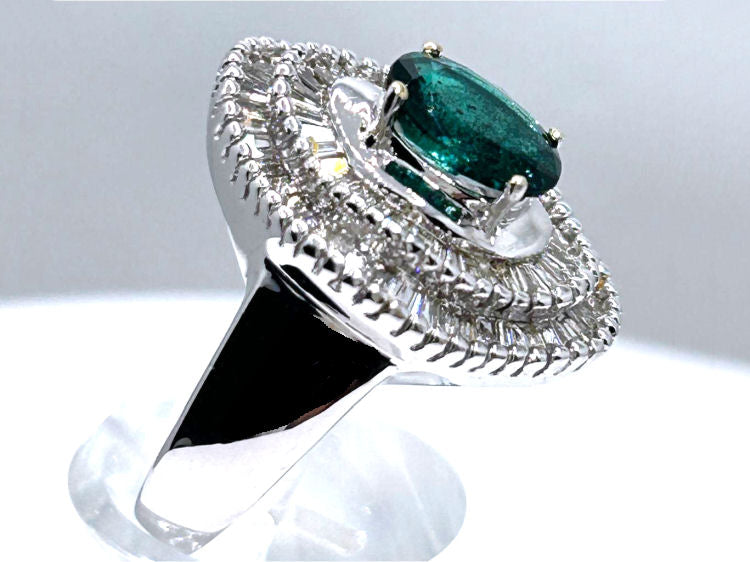 2.46ct Emerald & Diamond Ring in 18K White Gold
