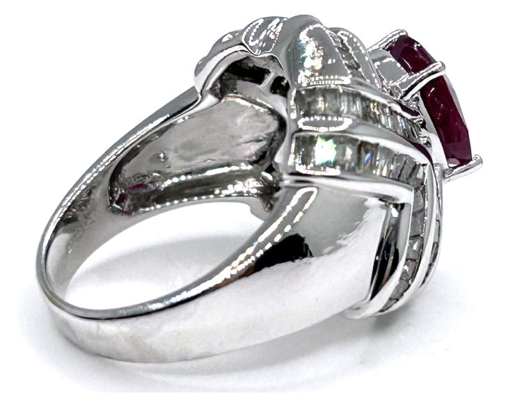 4.41ct Ruby & Diamond Ring in 18K White Gold