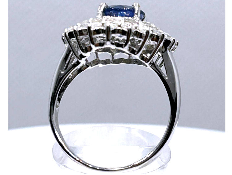 3.18ct Ceylon Sapphire & Diamond Ring in 14K White Gold