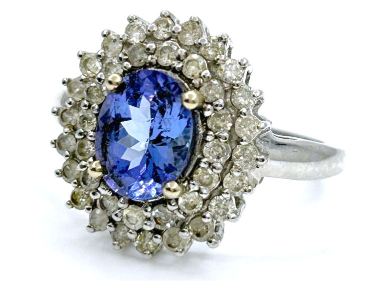 3.26 ctw Diamond and Tanzanite Set in 18K White Gold Ring