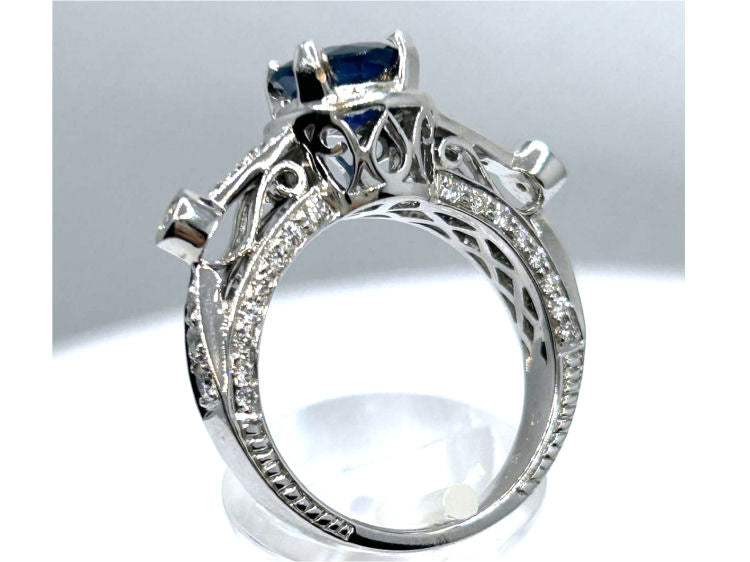 2.57ct Ceylon Sapphire & Diamond Ring in 18K White Gold