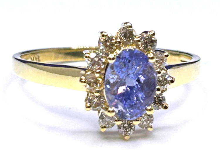 1.14ct Tanzanite & Diamond Ring in 14K Yellow Gold