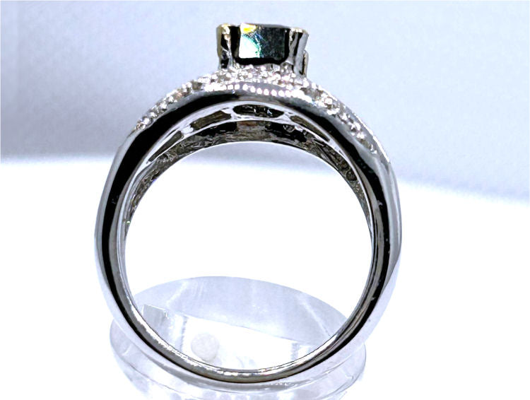 2.06ct White & Black Diamond Ring in 14k White Gold