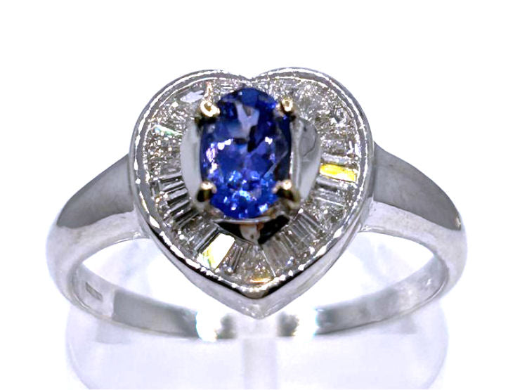 0.95ct Tanzanite & Diamond Diamond Ring in 18k White Gold