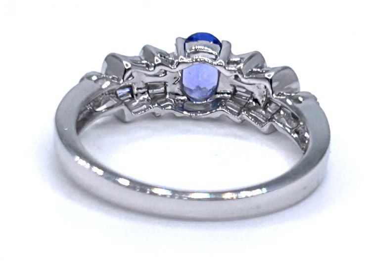 0.84ct Tanzanite & Diamond Ring in 18K White Gold