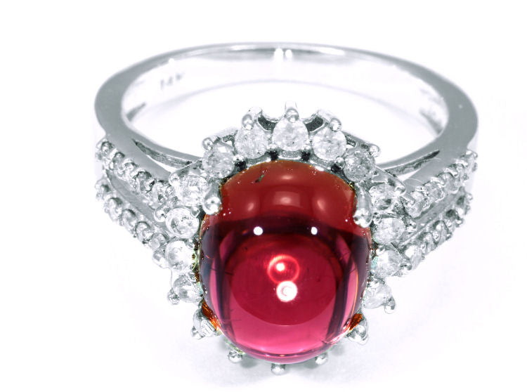 10.46ct Pink Tourmaline & Diamond Ring in 14k White Gold