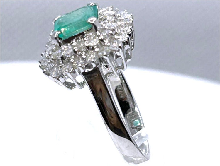 2.40ct Emerald & Diamond Ring in 18K White Gold