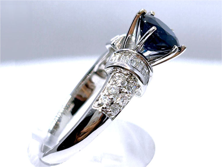 2.55ctw Diamond and Ceylon Sapphire Set in 18K White Gold Ring