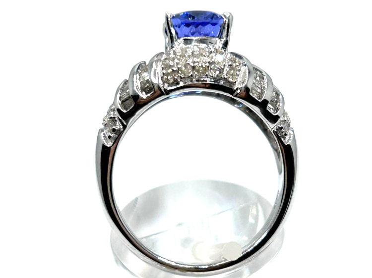 3.14ct Tanzanite & Diamond Ring in 14K White Gold