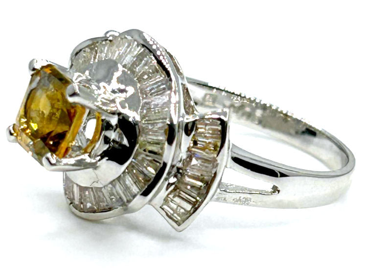 2.05 Carat Sapphire Diamond Ring in 18k White Gold
