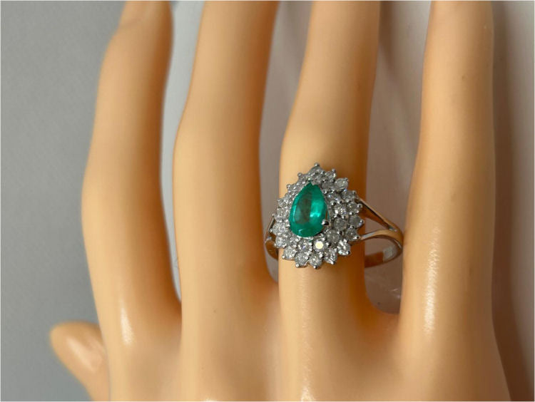 1.58ct Colombian Emerald & Diamond Ring in 18K White Gold