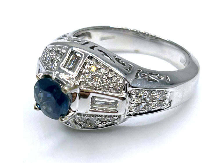 1.91ct Ceylon Sapphire & Diamond Ring in 18K White Gold