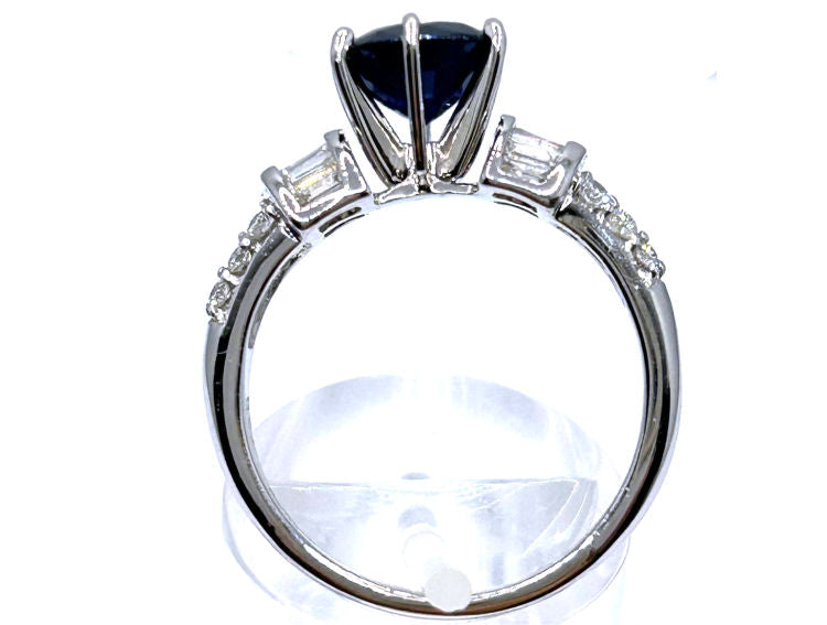 2.55ctw Diamond and Ceylon Sapphire Set in 18K White Gold Ring