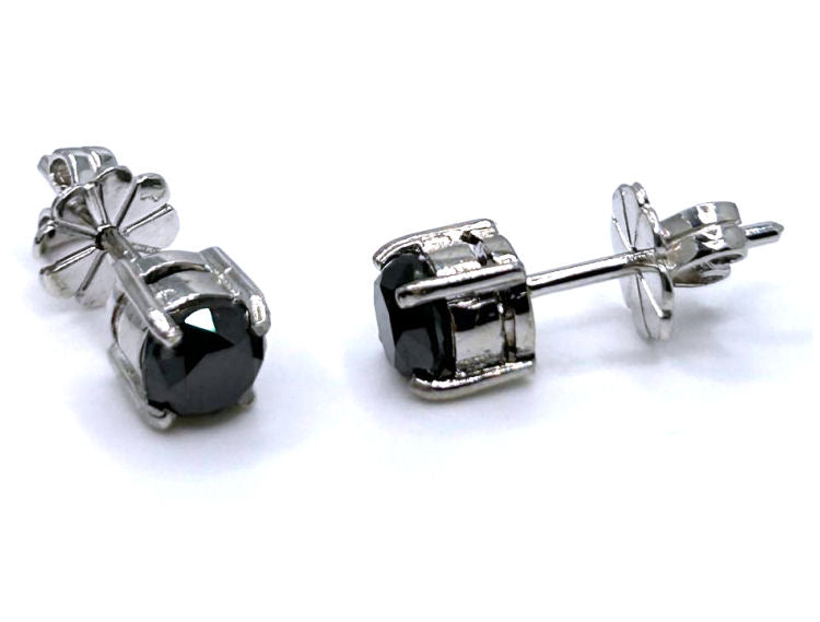 1.50ct Black Diamond Earrings in 14K White Gold