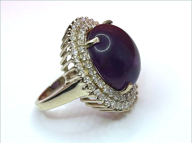 16.93ctw Diamond and Amethyst Set in 18K Yellow Gold Ring