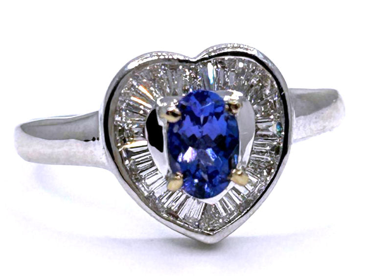 0.95ct Tanzanite & Diamond Diamond Ring in 18k White Gold