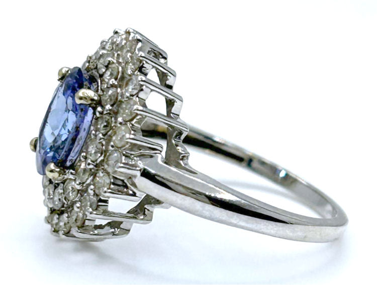 3.26 ctw Diamond and Tanzanite Set in 18K White Gold Ring