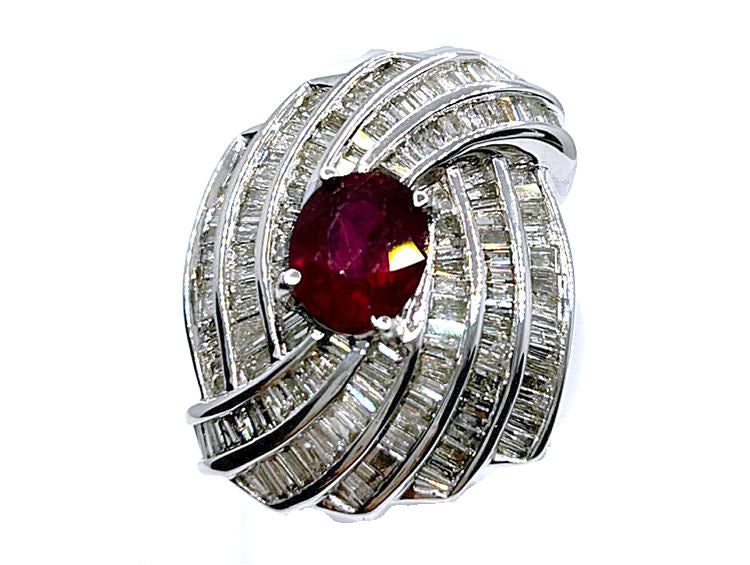 4.29ct Ruby and Diamond Set in 14K White Gold Ring