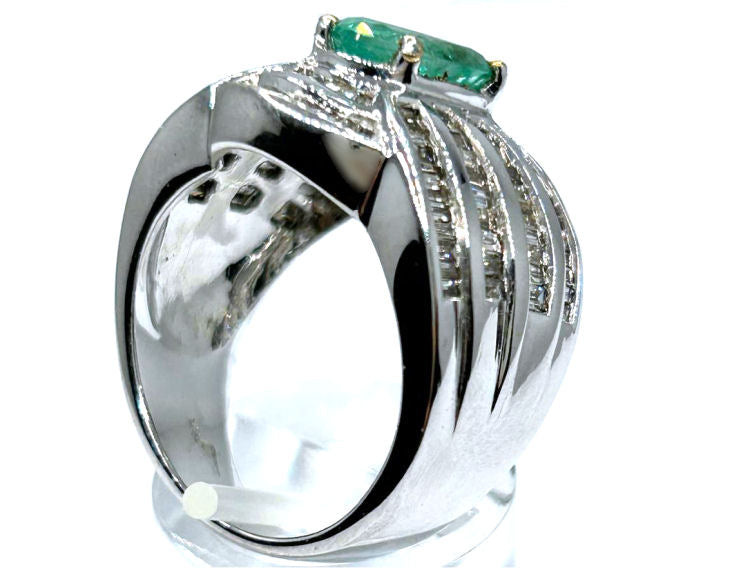3.20ct Emerald & Diamond Ring in 18K White Gold