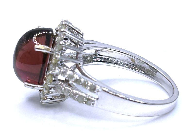 10.46ct Pink Tourmaline & Diamond Ring in 14k White Gold