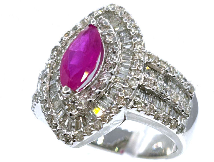 3.16ct Ruby & Diamond Ring in 14K White Gold