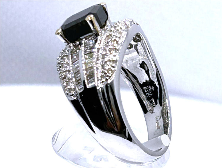 2.06ct White & Black Diamond Ring in 14k White Gold