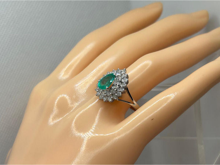 1.58ct Colombian Emerald & Diamond Ring in 18K White Gold