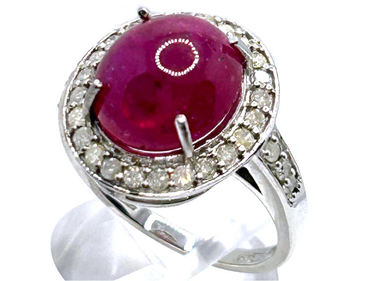 10.25ct Ruby & Diamond Ring in 14k White Gold