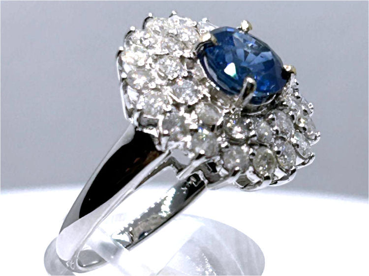 3.18ct Ceylon Sapphire & Diamond Ring in 14K White Gold