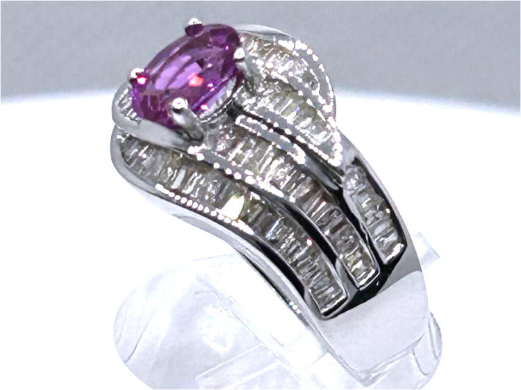 2.25ct Sapphire & Diamond Ring in 18K White Gold