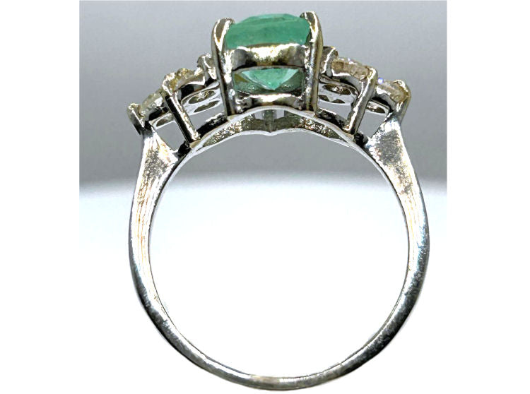1.94ct Colombian Emerald & Diamond Cluster Ring in 14K White Gold