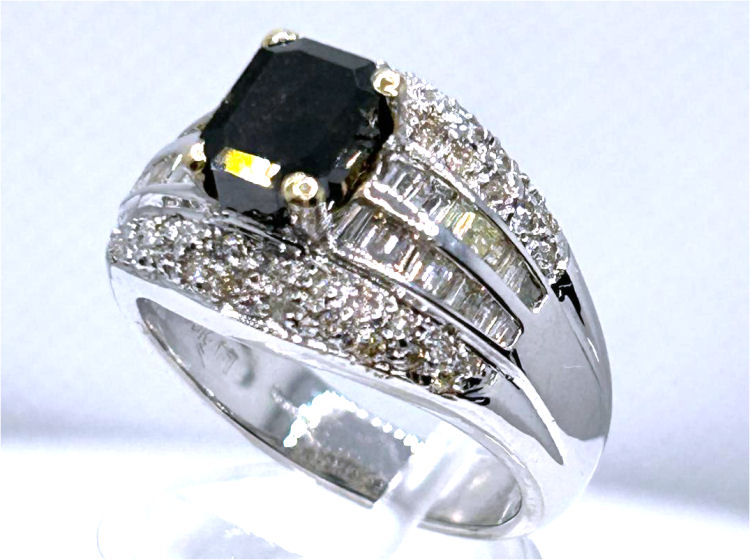 2.06ct White & Black Diamond Ring in 14k White Gold