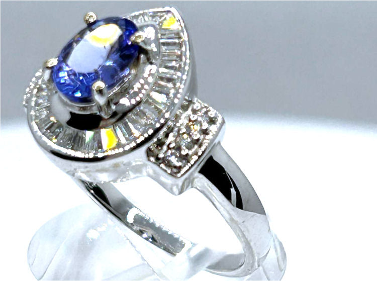 1.90ct Tanzanite & Diamond Ring in 18K White Gold