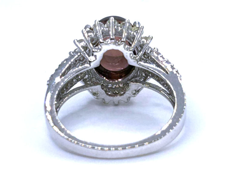 10.46ct Pink Tourmaline & Diamond Ring in 14k White Gold