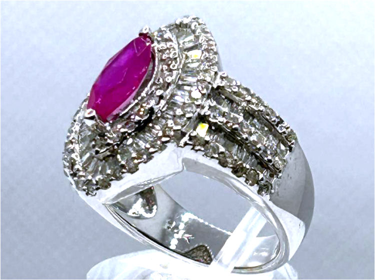 3.16ct Ruby & Diamond Ring in 14K White Gold