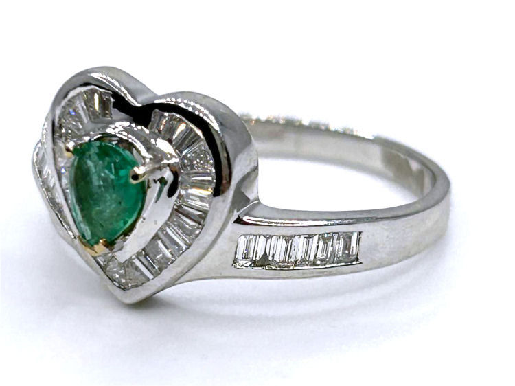 0.74ct Colombian Emerald & Diamond Diamond Ring in 18k White Gold