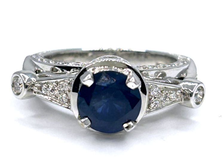 2.57ct Ceylon Sapphire & Diamond Ring in 18K White Gold
