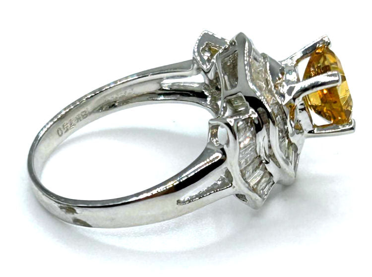 2.05 Carat Sapphire Diamond Ring in 18k White Gold