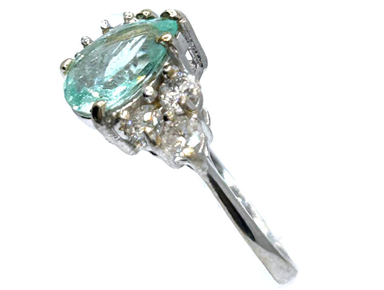 1.80ct Colombian Emerald & Diamond Cluster Ring in 14K White Gold