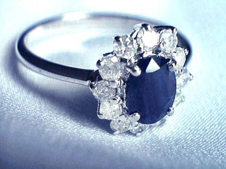 1.14ct Sapphire & Diamond Ring in 14K White Gold