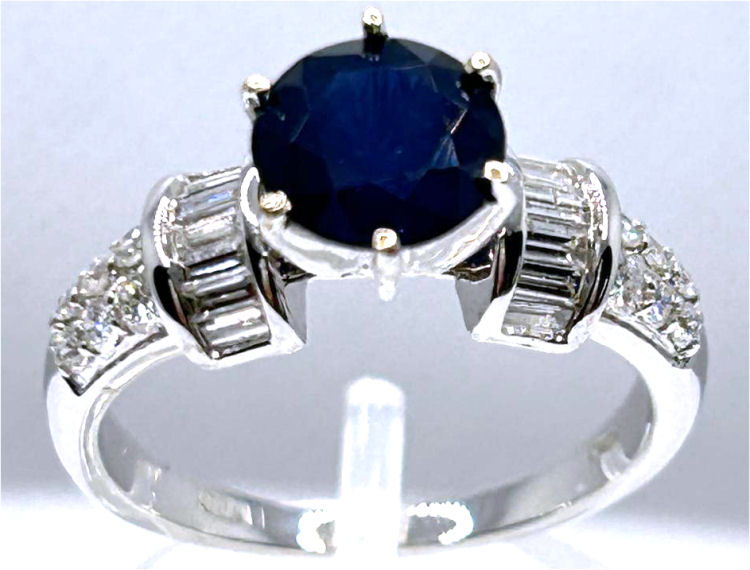 2.55ctw Diamond and Ceylon Sapphire Set in 18K White Gold Ring