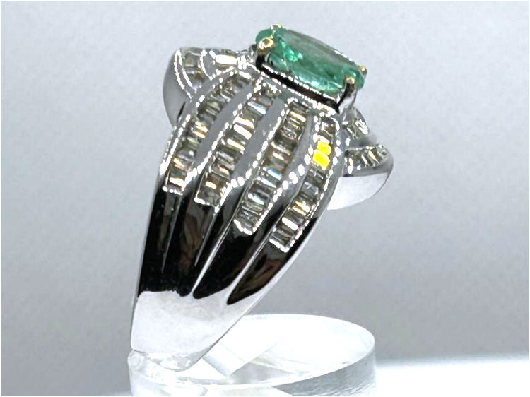 3.20ct Emerald & Diamond Ring in 18K White Gold