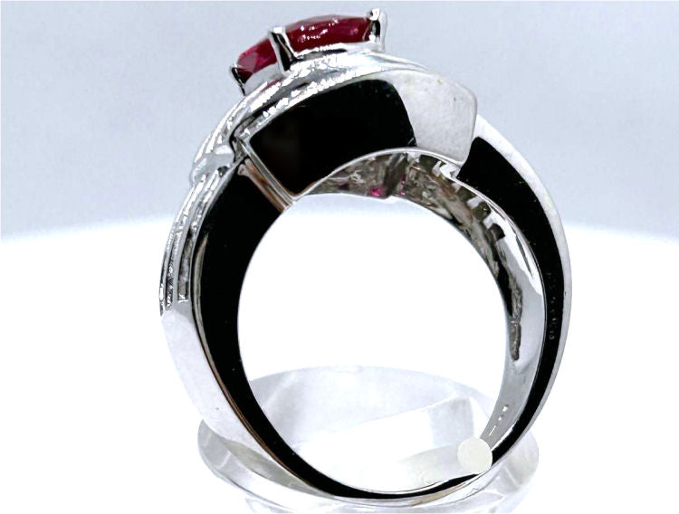 4.27ct Ruby & Diamond Ring in 14K White Gold
