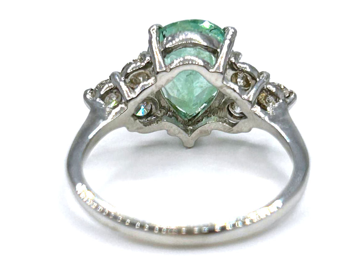 3.60ct Colombian Emerald & Diamond Cluster Ring in 14K White Gold
