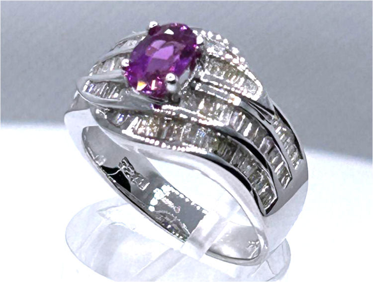 2.25ct Sapphire & Diamond Ring in 18K White Gold
