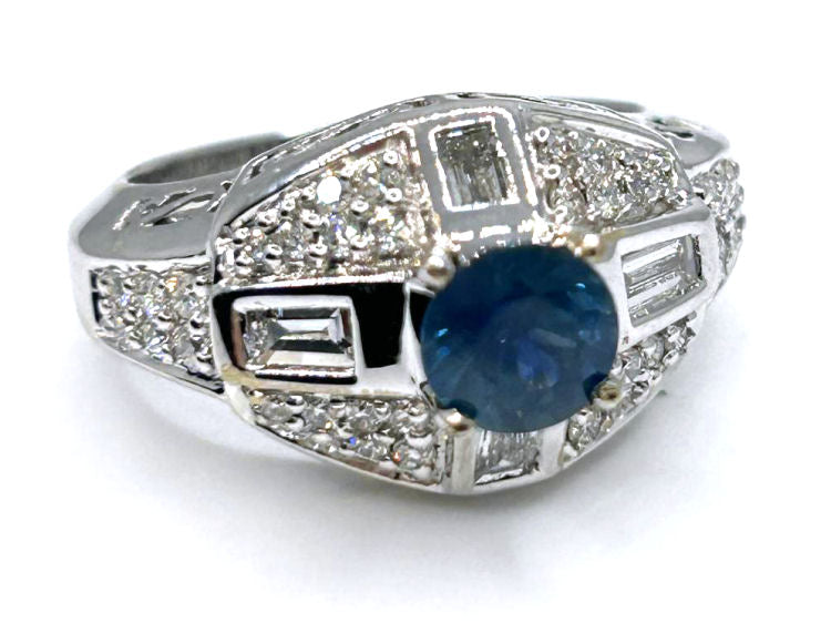1.91ct Ceylon Sapphire & Diamond Ring in 18K White Gold