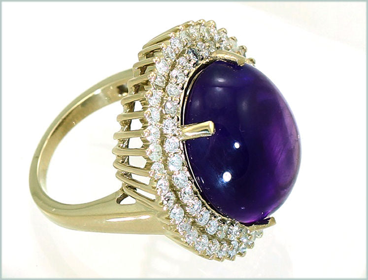 16.93ctw Diamond and Amethyst Set in 18K Yellow Gold Ring